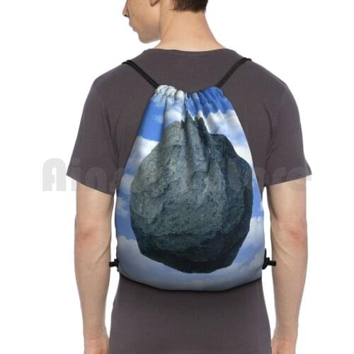 The Castle Of The Pyrenees ( Le Chateau De Pyrenees )-Rene Magritte Backpack Drawstring Bags Gym Bag Waterproof The