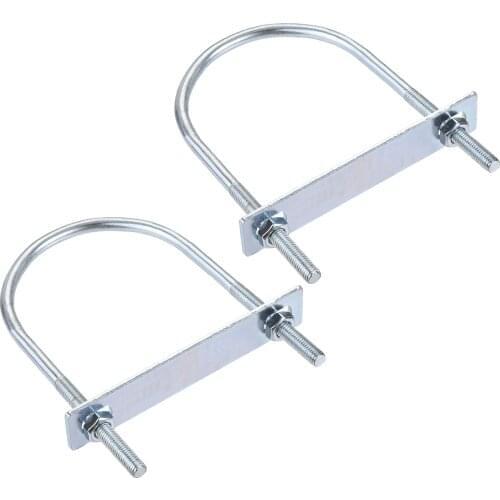 Uxcell Round U-Bolt 3.54"(90mm) Inner Width 150mm Length Steel M8 with Nut, Plate 2 Sets