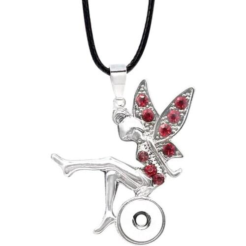 Interchangeable Fairy Butterfly Crystal Ginger Necklace 111 Fit 12mm Snap Button Pendant Necklace Charm Jewelry For Women Gift
