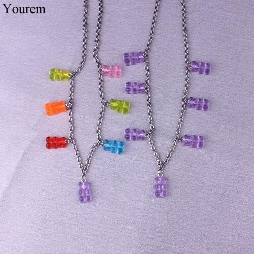 Yourem Stainless Steel Chain bear necklace for women aesthetic cute oso necklaces jewelry christmas gift