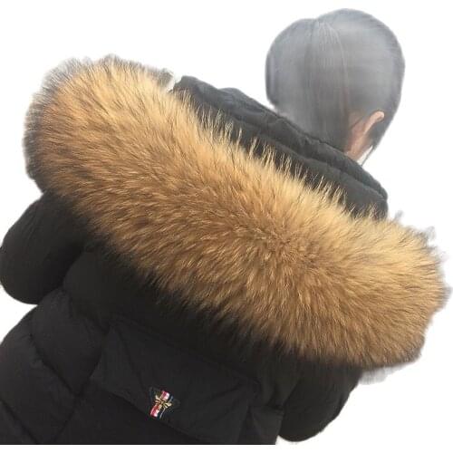 100% natural coat fur collar real raccoon fur women scarf winter coat women neck hat collar long warm real fur scarf plus size