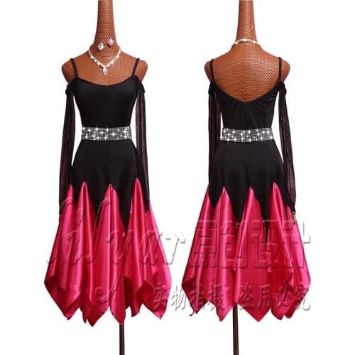New Latin Dance Dress Competition Dress Costumes Skirt Performing Dress Adult Customize Children Red Matador Skirt Split Skirtes