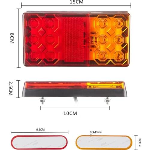 1 Pair 12V 24V LED Tail Light Taillight Turn Signal Indicator Stop Lamp Rear Brake Light for Car Truck Trailer Caravan
