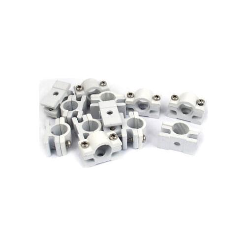 14mm Diameter Plastic Tube Pipe Clamps Clips Connectors White 12Pcs