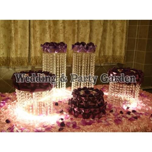 4pcs Clear Circle Round Cake Stand Wedding Birthday Display CupCake Rack Christmas Party Supply Happyshopping D25,30,H45,25