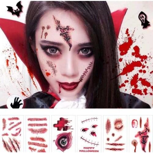 5PCS/10PCS/20PCS No Duplicate Temporary Tattoo Stickers Festival Halloween Terror Body Art Fake Water Transfer Tatoo Sticker