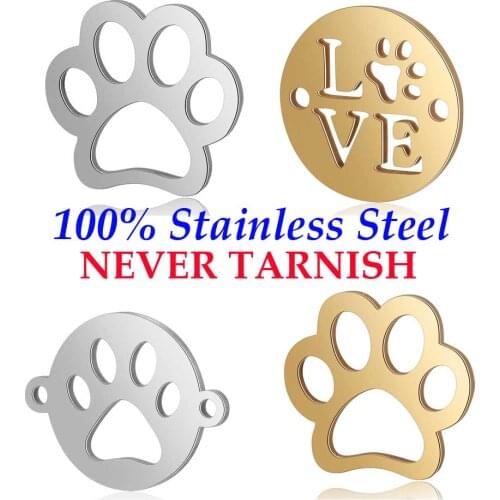 5 Pieces Pet Dog Paw Connector Wholesale 100% Stainless Steel AAAAA Quality Jewelry Connectors