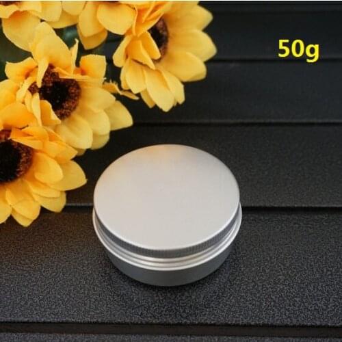 56*27mm Refillable Silver Empty Round Aluminum Box Metal Tin Cans 50ml Cosmetic 50g Cream DIY Portable Jar Tea Container Pot