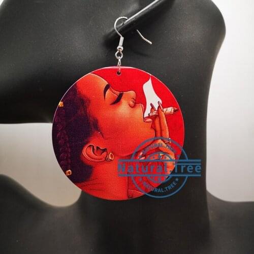 Free Shipping!!Braiding Black Girl wooden earrings