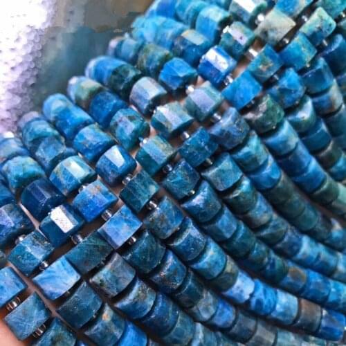 Loose beads Apatite roundel blue faceted 6*9mm 14inch for DIY jewelry making FPPJ wholesale beads nature