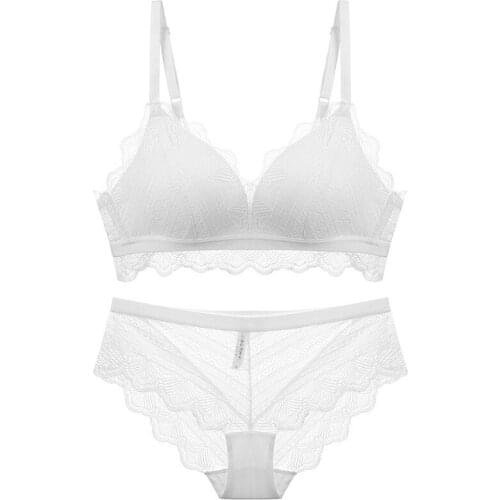 Womens French triangle cup bra, thin cotton small chest, girl underwear, comfortable, breathable, and supportive bra set WT038