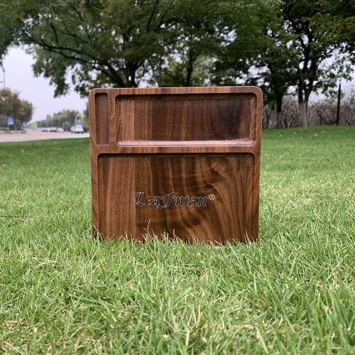 COURNOT Walnut Wood Rolling Tray Case 190MM*190MM Natural Handmade Wooden Rolling Trays Make Cone By Yourself