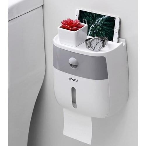 Bathroom Toilet Paper towel Holder Wall Mount Plastic WC Toilet Paper Holder with Storage Shelf Rack Paper Storage Box
