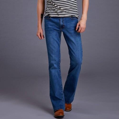 Jeans Men Spring and Autumn Light Mens Denim Micro Flare Pants Korean version of the large size stretch Slim micro-horn jeans