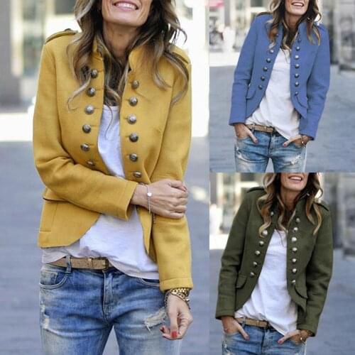 Elegant Women Chic Button Blazer 2021 Office Ladies Suits Solid Color Double Breasted Women Blazer Long Sleeve Suit Jacket Coat