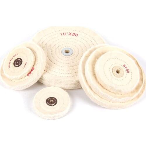 Cotton Polishing Wheels 2"-14" Cloth Buffing Wheel Grinder for Jewelry Wood Metal Polishing Abrasive Tools 4/10/16mm Hole 1Pc