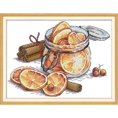 Lemon cross stitch kit aida 14ct 11ct count print canvas stitches embroidery DIY handmade J436
