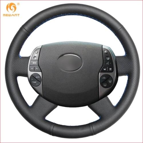 MEWANT Black Genuine Leather Car Steering Wheel Covers for Toyota Prius 2005 2006 2007 2008 2009 Interior Accessories Parts