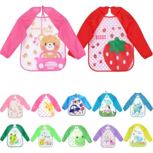 Cute Baby Bibs Waterproof Long Sleeve Apron Children Feeding Smock Bib Burp Clothes Soft Eat Toddler Baberos Bavoir Clothing