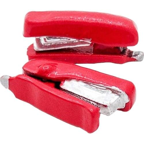 Odoria 1:12 Miniature 2PCS Red Stapler Set Metal Study Work Tool Model Room Home Dollhouse Accessories Doll House Decoration