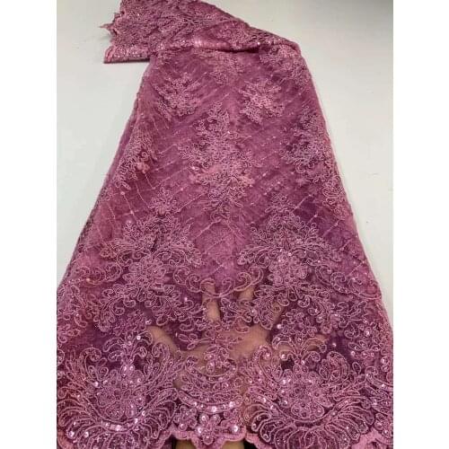 Multicolor African Lace Fabric 5 Yards Evening Party Wedding Dress Sequins Tulle Embroidery Craft Sewing DIY Design Wholesale