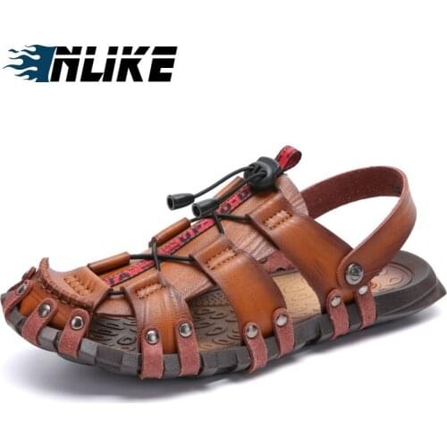 New Men Sandals High Quality Men Leather Sandals Summer Beach Men Big Size Shoes