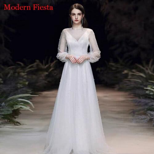 New Style Pearls Wedding Dress Vestido De Novia Robe De Mariée платье Robe De Soiree свадебное платье Bride To Be MF0064