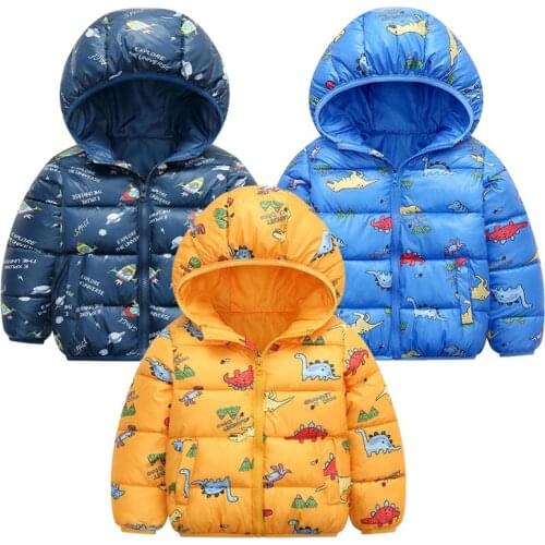 Baby Boys Hooded Down Jackets For Kids Coats Autumn Winter Boy Cartoon Warm Jacket Coat Toddler Girls Outerwear Infant Clothing