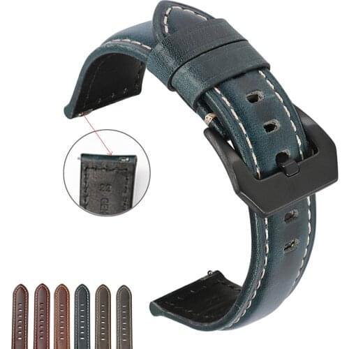 18mm 20mm 22mm 24mm 26mm Oil Wax Cow Leather Watch Band Quick Release Retro Brown Wrist Bracelet Accessories For Panerai Strap