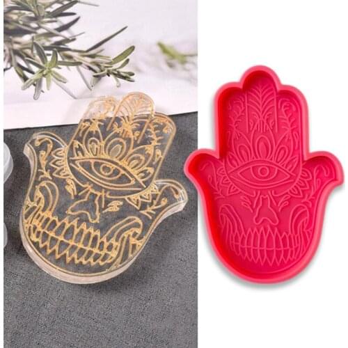 DIY Shiny Glossy Coaster Epoxy Resin Mold Palm Series Cup Mat Pad Silicone Mould