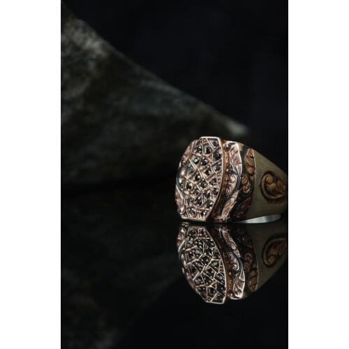 Dark Zircone Traditional Turkish 925 Sterling Silver Special Handmade Signet Rings Jewelry Gift From Turkey for Women Men