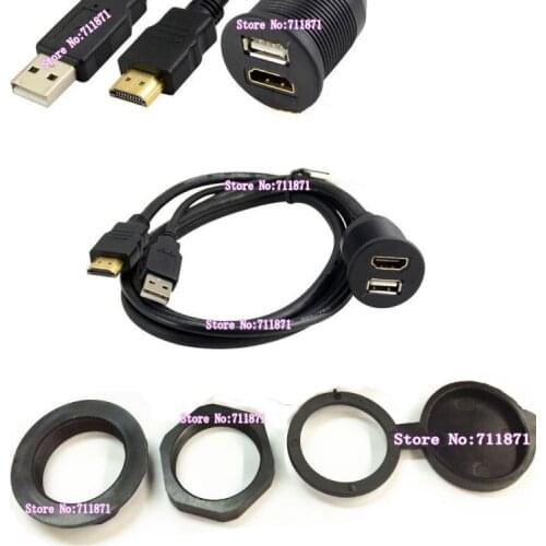 Boat Car Motorcycle ship Dashboard Usb HDMI extension cable line HDMI Usb Male Female Flush Panel Mount Usb2.0 HDMI Extend Cord