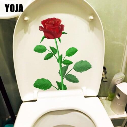 YOJA 19.2X23.4CM Delicate Rose Fashion Bathroom Toilet Decor Romantic Home Bedroom Wall Sticker T1-2267