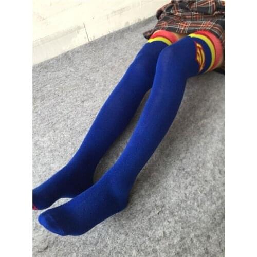 Juniors cosplay super man 100% cotton cloak over-the-knee barreled female socks