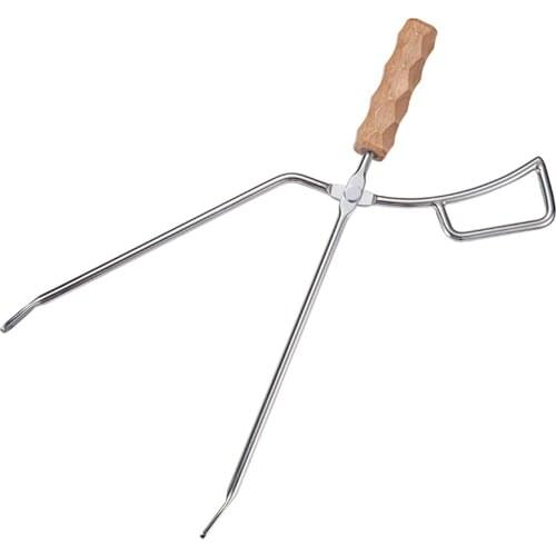 Charcoal Clip Portable Heat Resistant Wood BBQ Stainless Steel Duckbill Tongs for Outdoor Camping Picnic Accessories