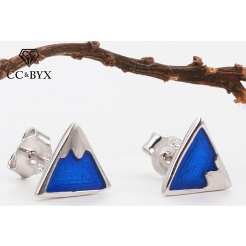 Stud Earrings For Women Solid 925 Silver Fairy Mountain Peak Triangle Small Simple Jewelry Earring Drop Shipping CCE659