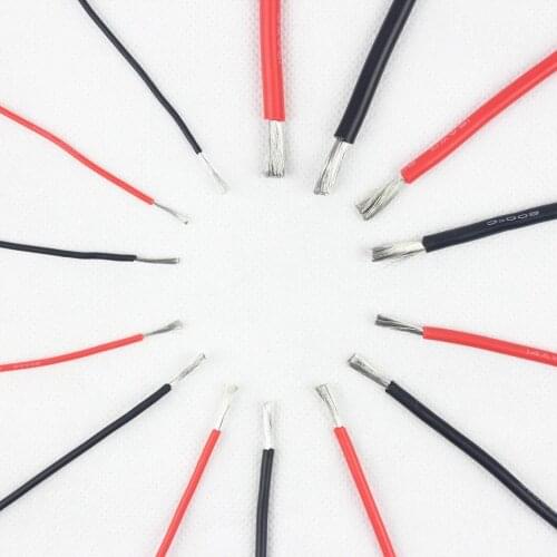 1 Meter Red and 1Meter Black 14AWG 16AWG 18AWG 20AWG 22AWG 24AWG 26AWG 28AWG 30AWG Heatproof Soft Silicone Silica Gel Wire Cable