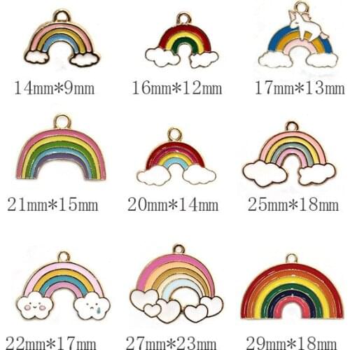 10pcs/lot Rainbow Heart Cloud Dangle Handmade Enamel Charms Pendant DIY for Bracelet Necklace Bag