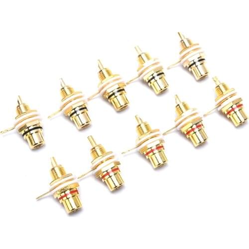 10pcs/lot RCA Connector RCA Female Socket Connector Chassis Panel Mount Adapter Audio Terminal Plug 3.5mm Plug AV Plug