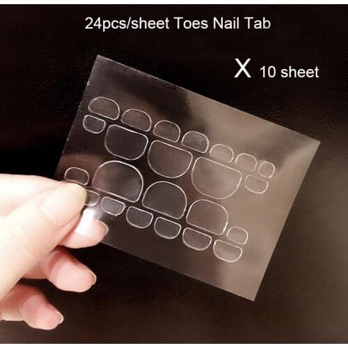 10 PCS Transparent Toes Nail Double Side Adhesive Glue Tab Clear Nail Sticker Tape For Foot Toes Nail Art Stickers Tools