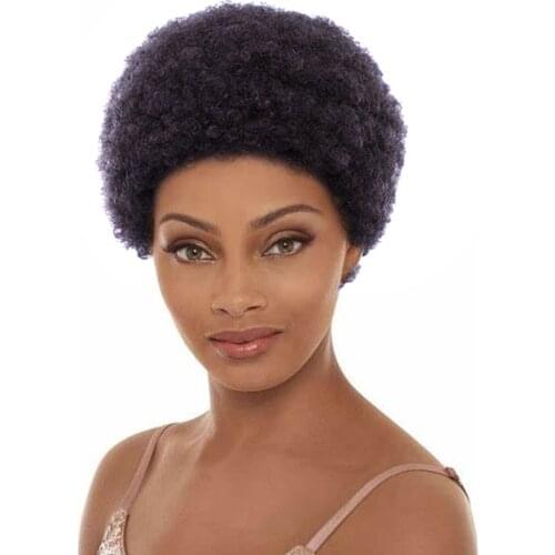 100% Human Hair Short Afro Nature Dream Curl Wig Salon Chat Brazilian Remy hair Wig for Women African Americans Natural Black