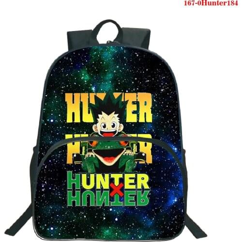 16 Inch HxH CARTOON Primary School Bags for Boys Waterproof Backpack HUNTER X HUNTER Anime Manga Girls Teenager School Backpack