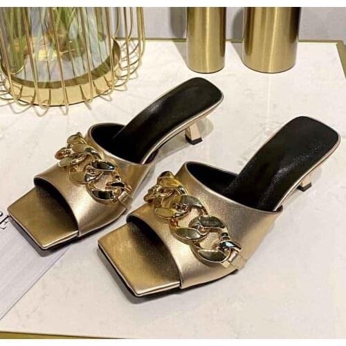 2021 New Fashion Summer Genuine Leather High-heeled 6.5cm Sandals Women Luxury Shoes Women Designers