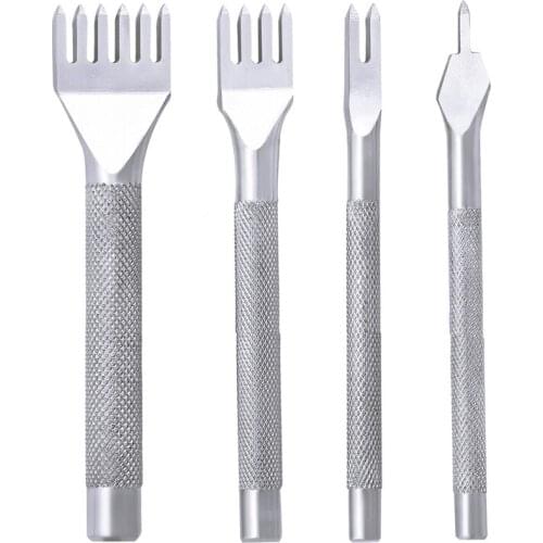 4PCS 4MM 1/2/4/6 Prong Punch Leather Belt Craft Punch Tools DIY Leather Chisel Set Leather Craft Tools Hole Punches