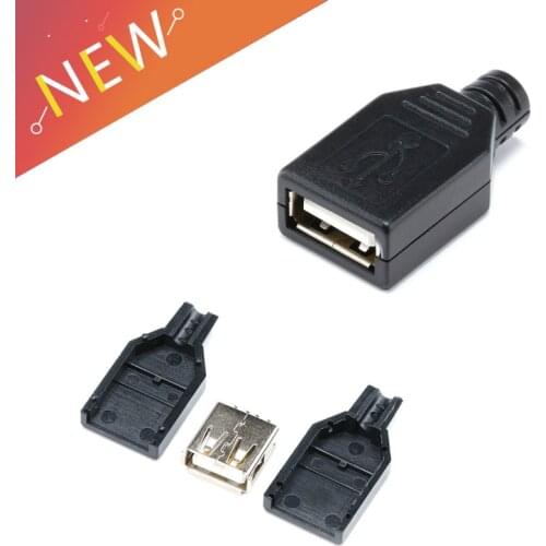 5pcs Power Connector Female USB 2.0 Connector Type A 4 Pin Plug Socket Connector For DIY Adapter PCB SDA Data Cable Line