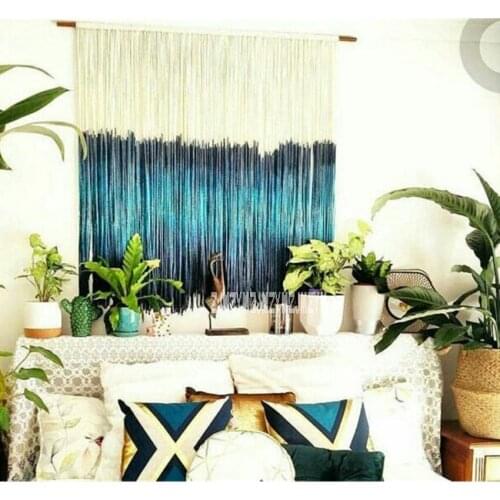 80*85cm Bohemia Style Hand-knit Rope Tassel Tapestry for Art Space Living Room Bedroom Sofa Background Home Backdrop Wall