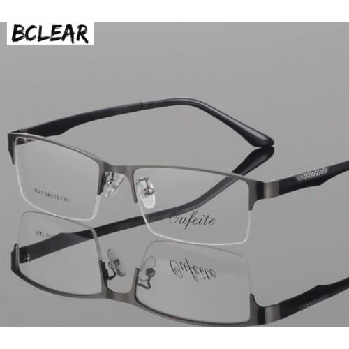 BCLEAR Fashion Ultra-light TR Legs Glasses Frame Mens Metal Half Frame Myopia Presbyopia Prescription Semi-rimless Glasses