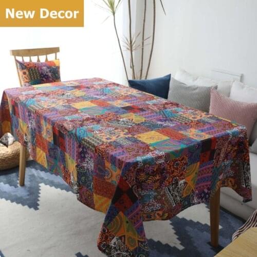 Bohemian linen tablecloth table cover background Kitchen dining party Rectangular dinning table cover