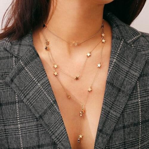 2018 Multi Women star Gold Chain coin Choker Necklace chocker Jewelry collana Bijoux Femme Joyas mujer Collier ras du cou