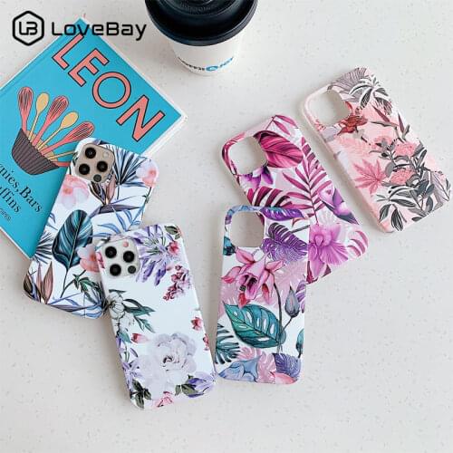 Vintage Fashion Flowers Phone Case For iPhone 11 12 Mini Pro X XR XS Max 8 7 6s Plus SE 2020 Banana Leaves Floral Soft IMD Cover